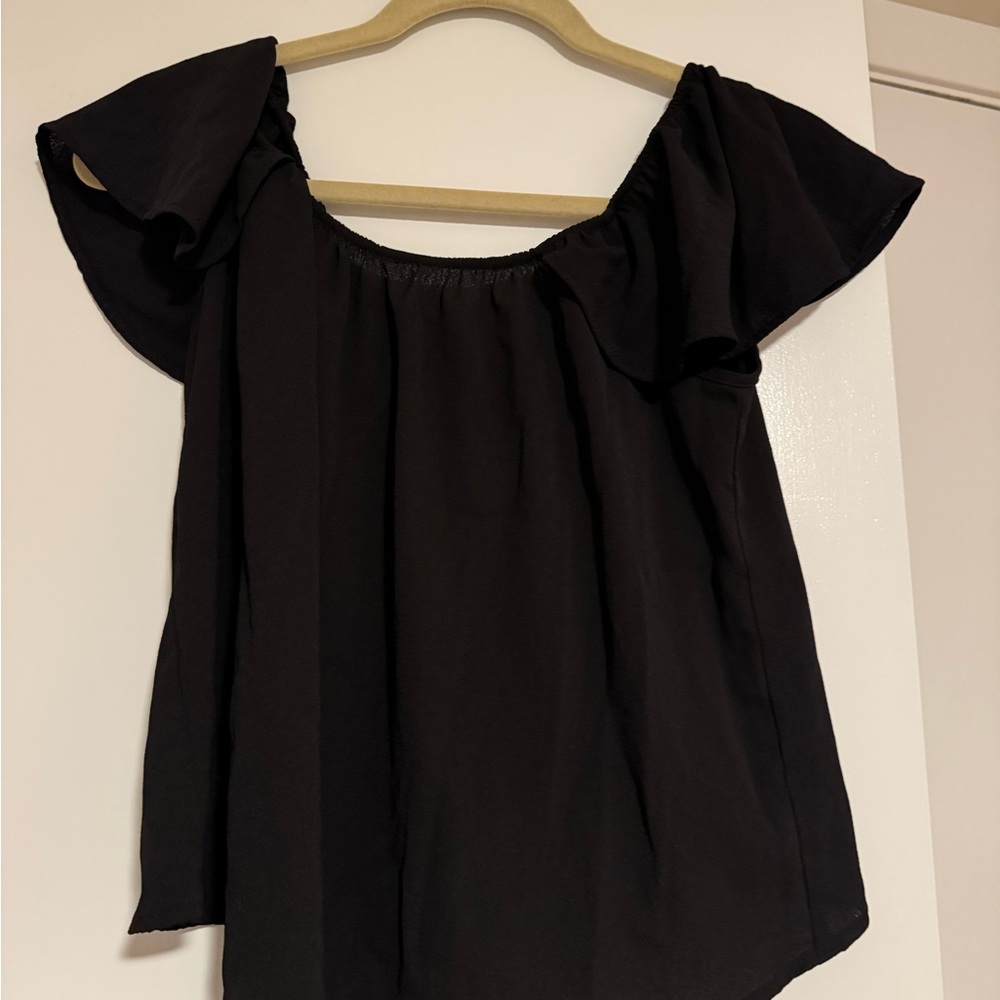 HYFVE Black Ruffle Sleeve Blouse